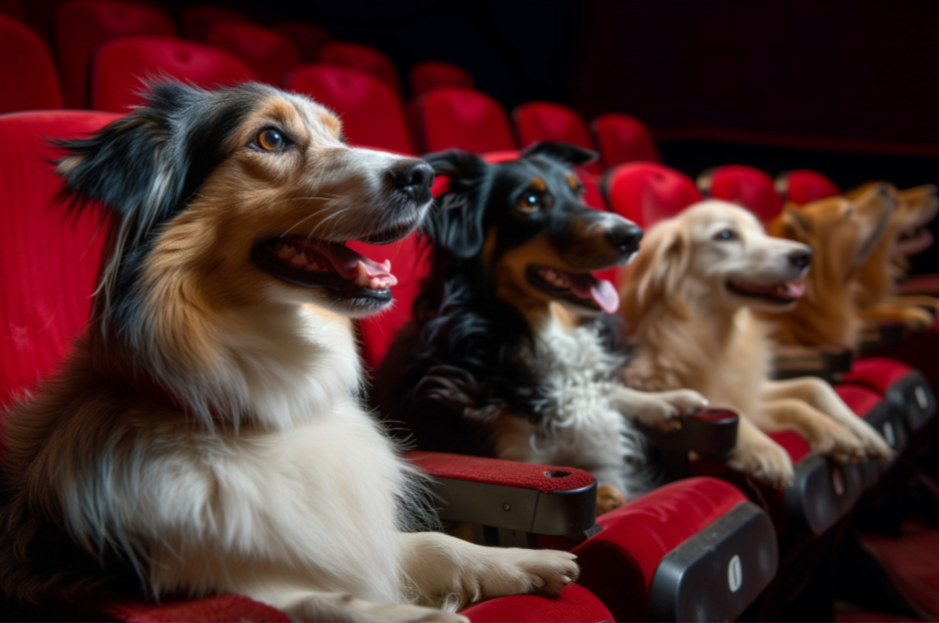 Dogs in a theater